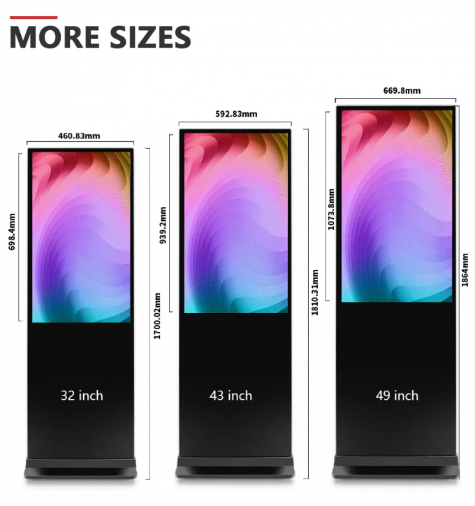 32 43 49 55 65 Inch Touch Screen Floor Stand LCD Interactive Digital ...