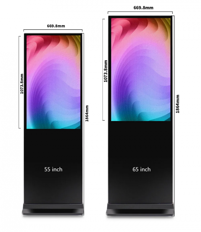32 43 49 55 65 Inch Touch Screen Floor Stand LCD Interactive Digital ...