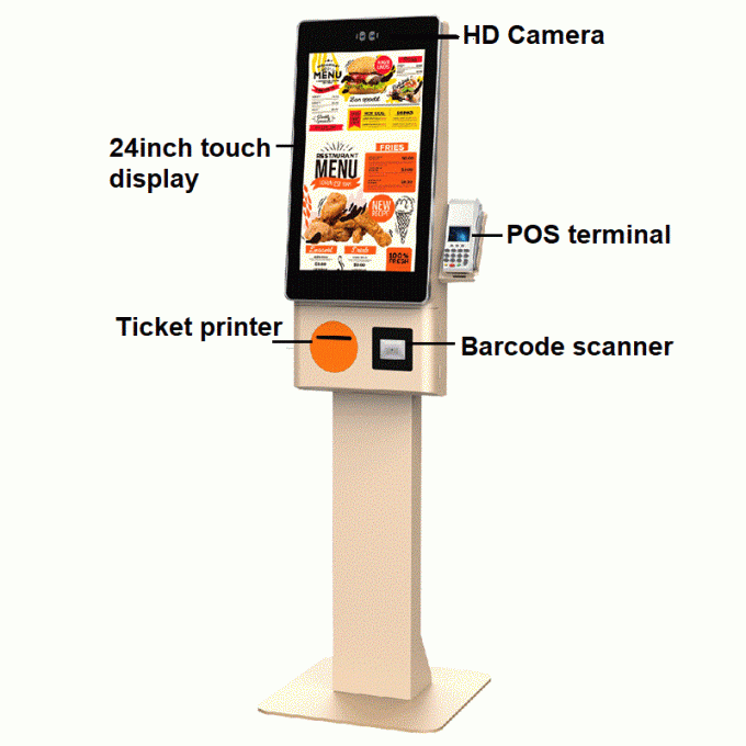 Self Ordering Payment Kiosk with 23.8 Inch Touch Display and Card ...