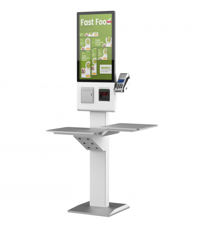 21.5 Inch White Self Order Kiosk with Printer and QR Scanner for ...