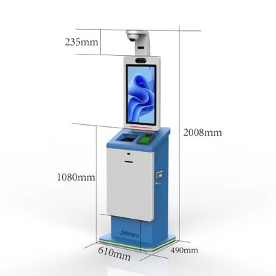 Indoor Hotel Touch Self Service Check In Kiosks With Passport Scanner RFID Card Dispenser