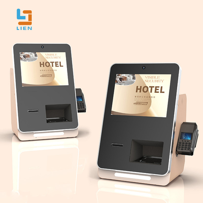 Hotel Self Service Kiosk With POS Terminal Bracket Camera Receipt Printer Card Dispenser
