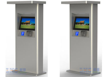 Semi Outdoor Card Payment Touch Screen Free Standing Stainless Steel Kiosk Self Service