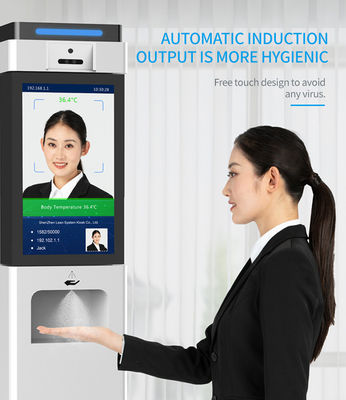 21.5 Inch Face Recognition Body Fever Thermal Imaging Kiosk With Hand Disinfection Dispenser