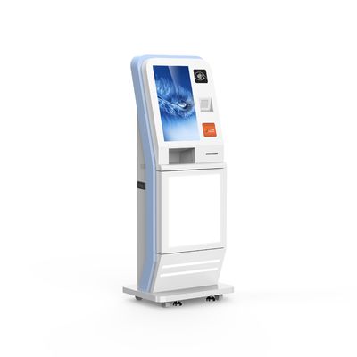 Hospital Healthcare Kiosk With RFID Medical Card Reader Lab Reports Printer