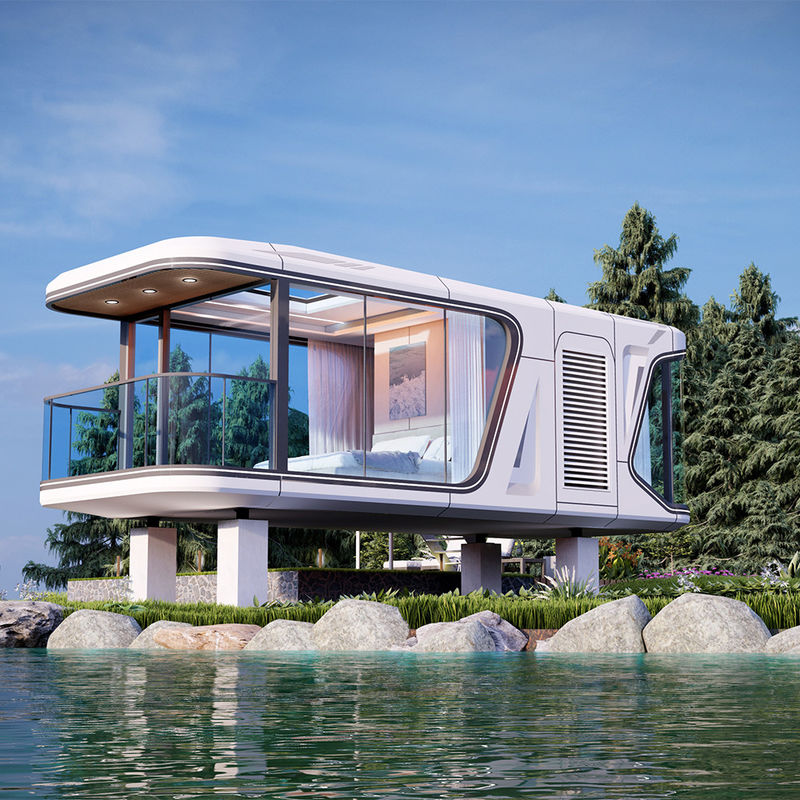 Luxury Prefab Tiny House Galvanized Steel Frame Hotel Capsule Room For