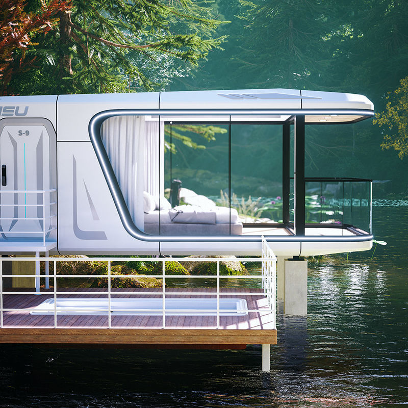 Luxury Prefab Tiny House Galvanized Steel Frame Hotel Capsule Room For