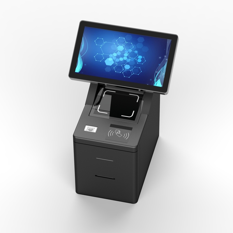 Hotel Self Service 65W Check In Kiosk With MIC Key Card Dispenser