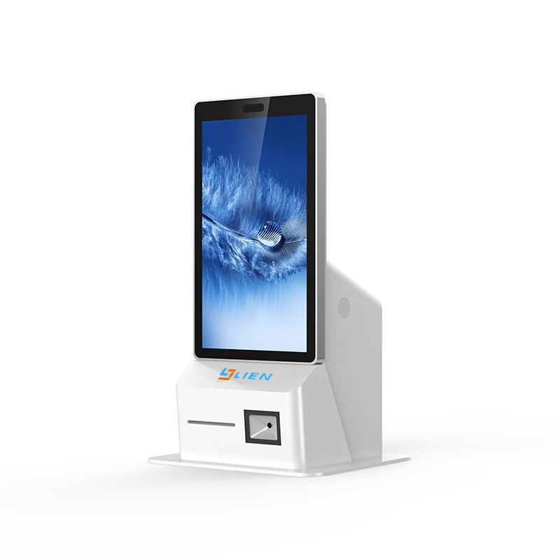 Desktop Restaurant Hotel Self Ordering Kiosk With Touch Screen Receipt Printer