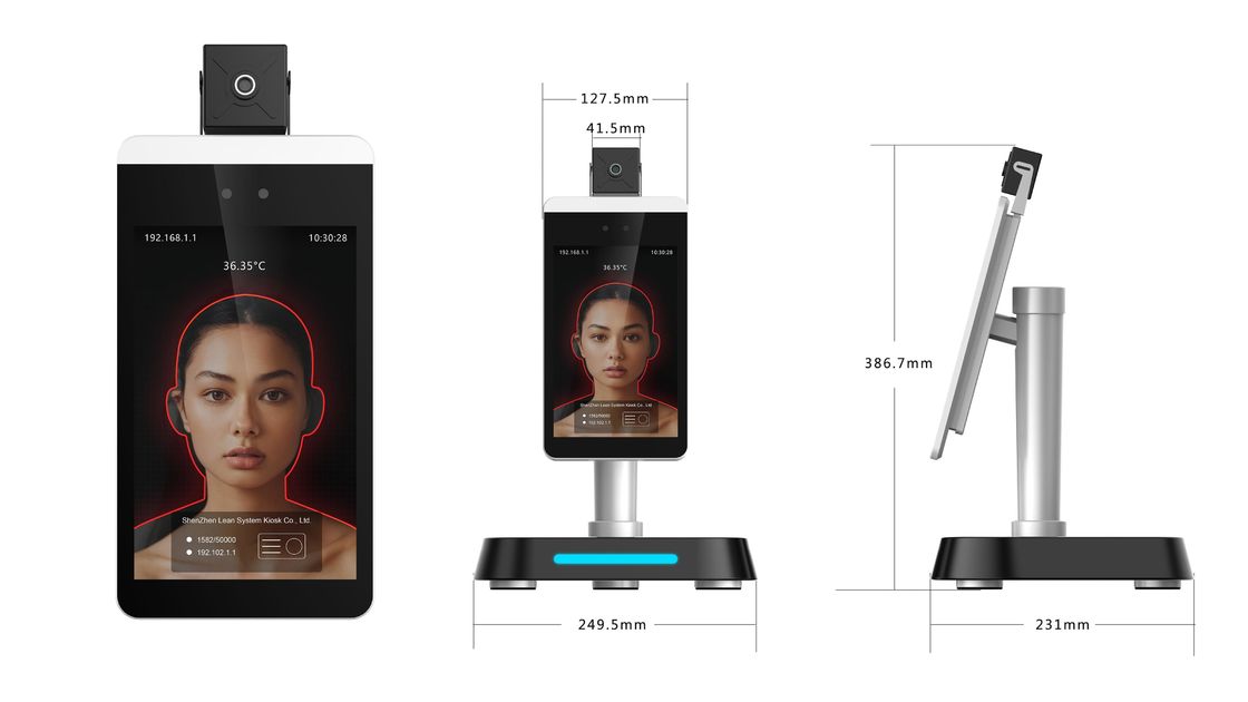 RS232 Wall Mounted 1000ml SS Face Recognition Thermal Kiosk