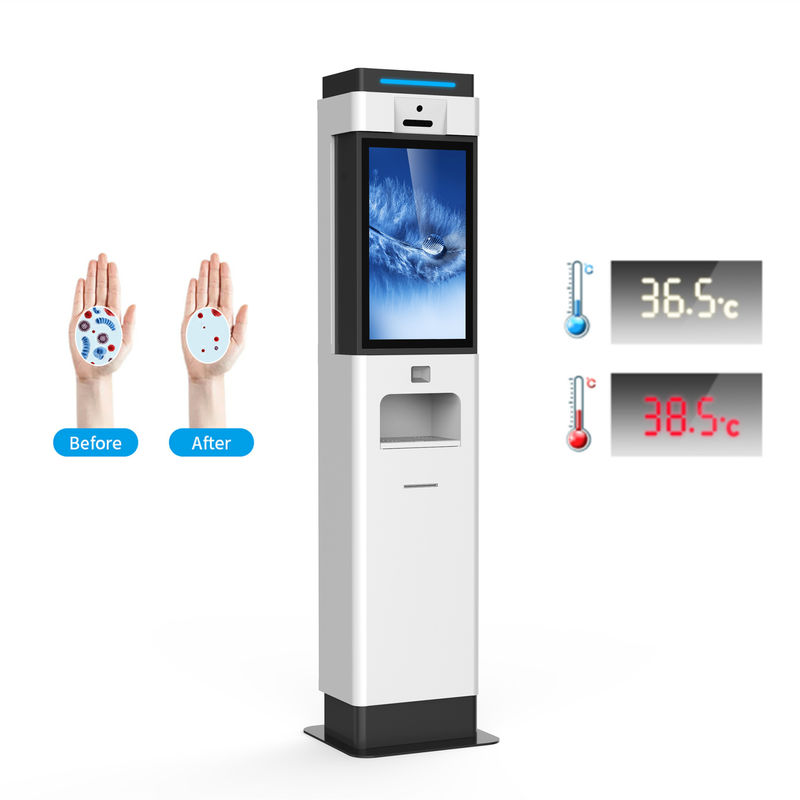 21.5inch Ai Face Recognition Camera Door Access Control Terminal Temperature Measurement Stand Hand Wash Dispenser Kiosk