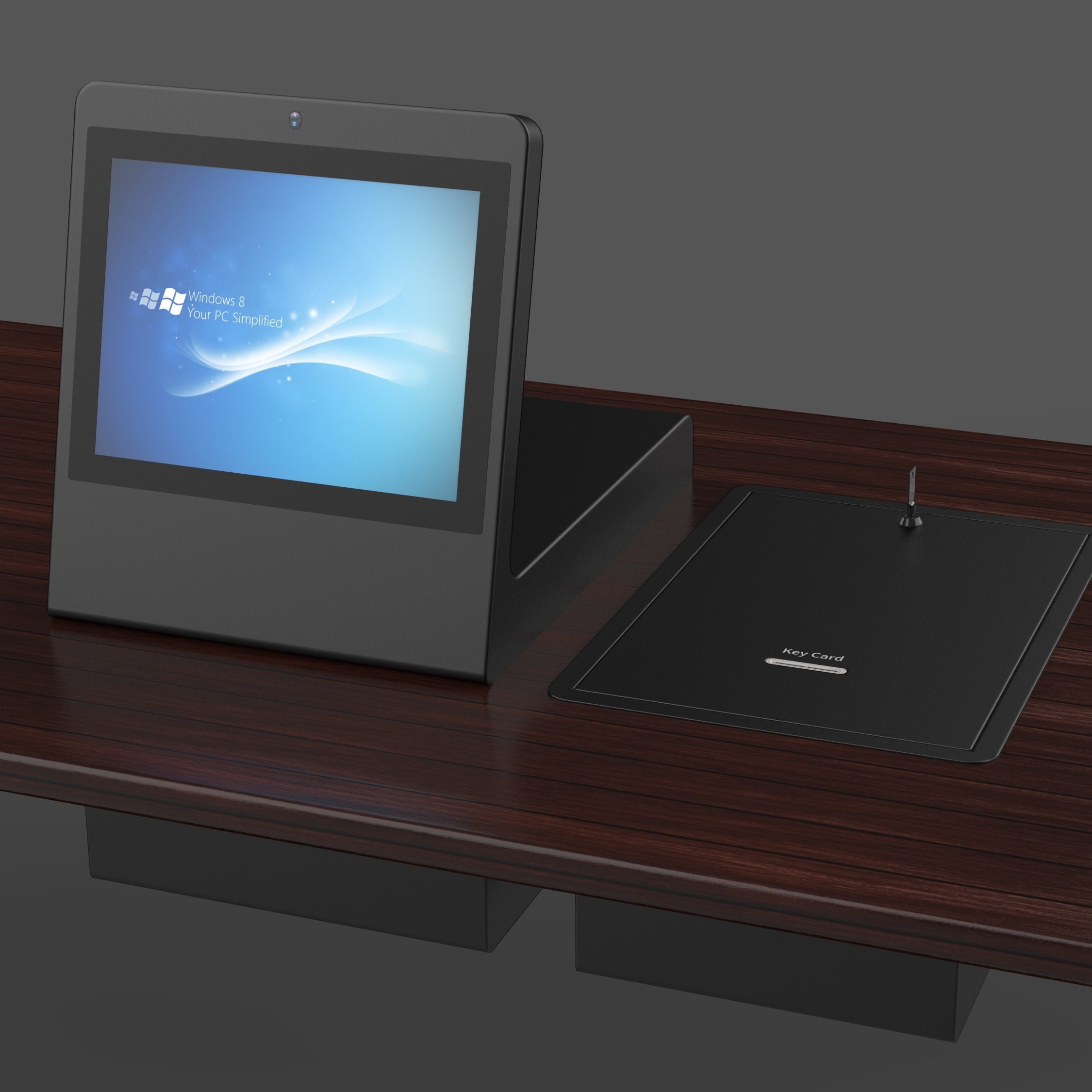 Tabletop Hotel Check In Kiosk Check Out Kiosk With Passport Scanner / Room Key Dispenser
