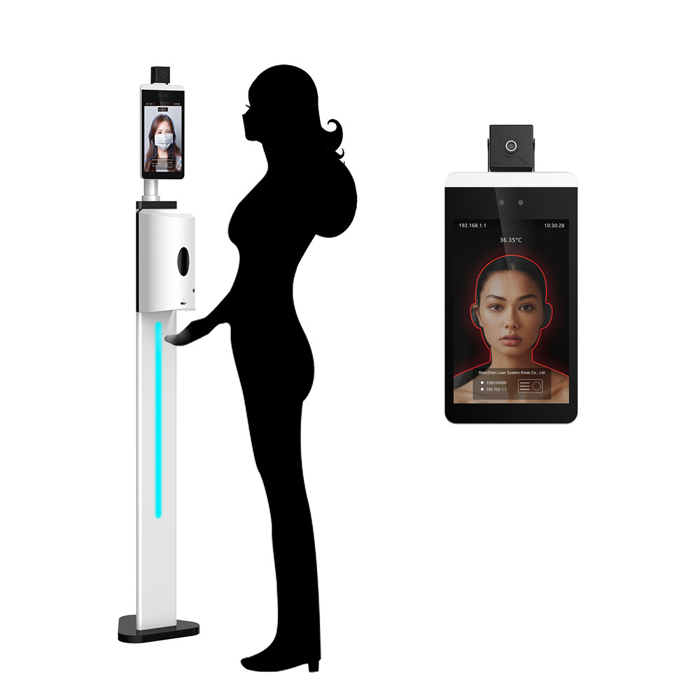 High Stability Face Recognition Thermal Scanner Kiosk with Hand