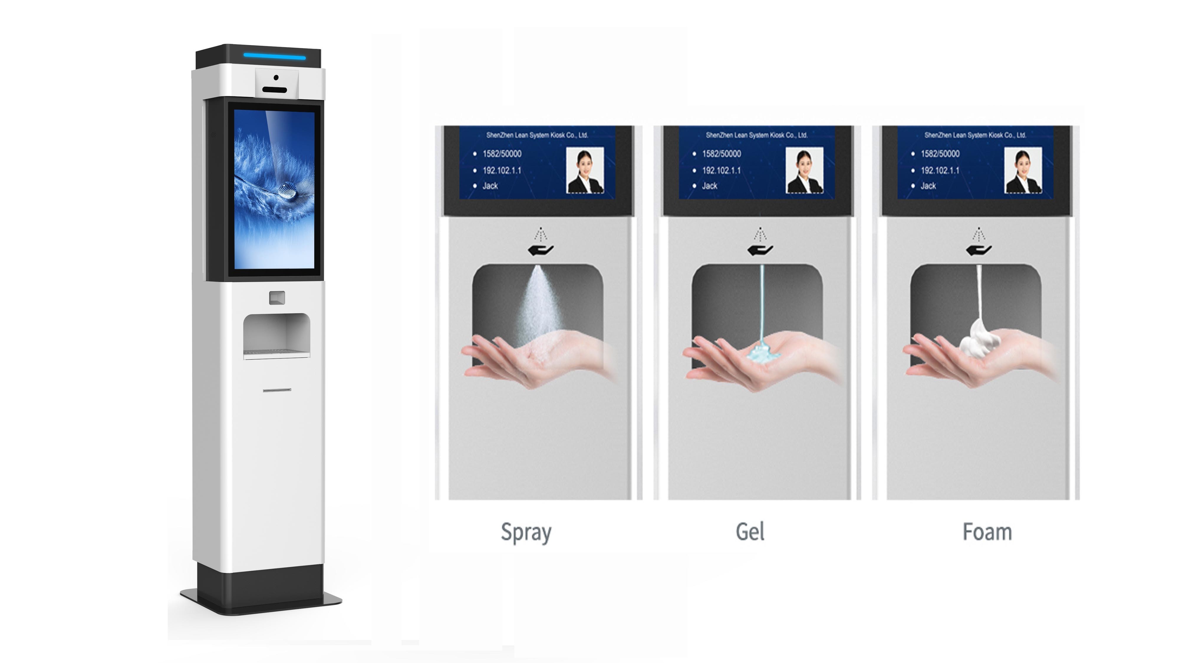 Face Recognition Android Thermal Scanner Kiosk 21.5 Inch With High