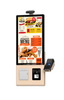 OEM 23.8 Inch Gold Wall Mounted Self Ordering Kiosk With Pos Holder Android/Windows