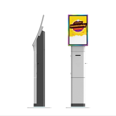 23.8 Inch Fast Food Self Service Payment Kiosk Floor Stand Touch Screen Kiosk With POS Software