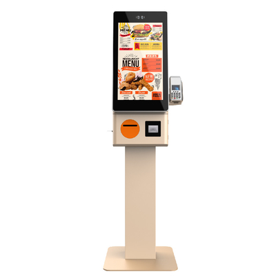23.8 Inch Free Standing Touch Self-Service Food Ordering Kiosk Indoor Restaurant Payment Terminal