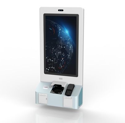 Wall-Mounted Hospital Self-Service Kiosk with QR Scanner, Contactless Card Reader, and Thermal Printer
