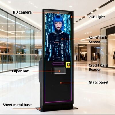 Voice Guidance AI Photo Printing Kiosk With RGB Led Lights And 4x6 Inch Photo Print Sizes Designed For And Fast Photo Printing